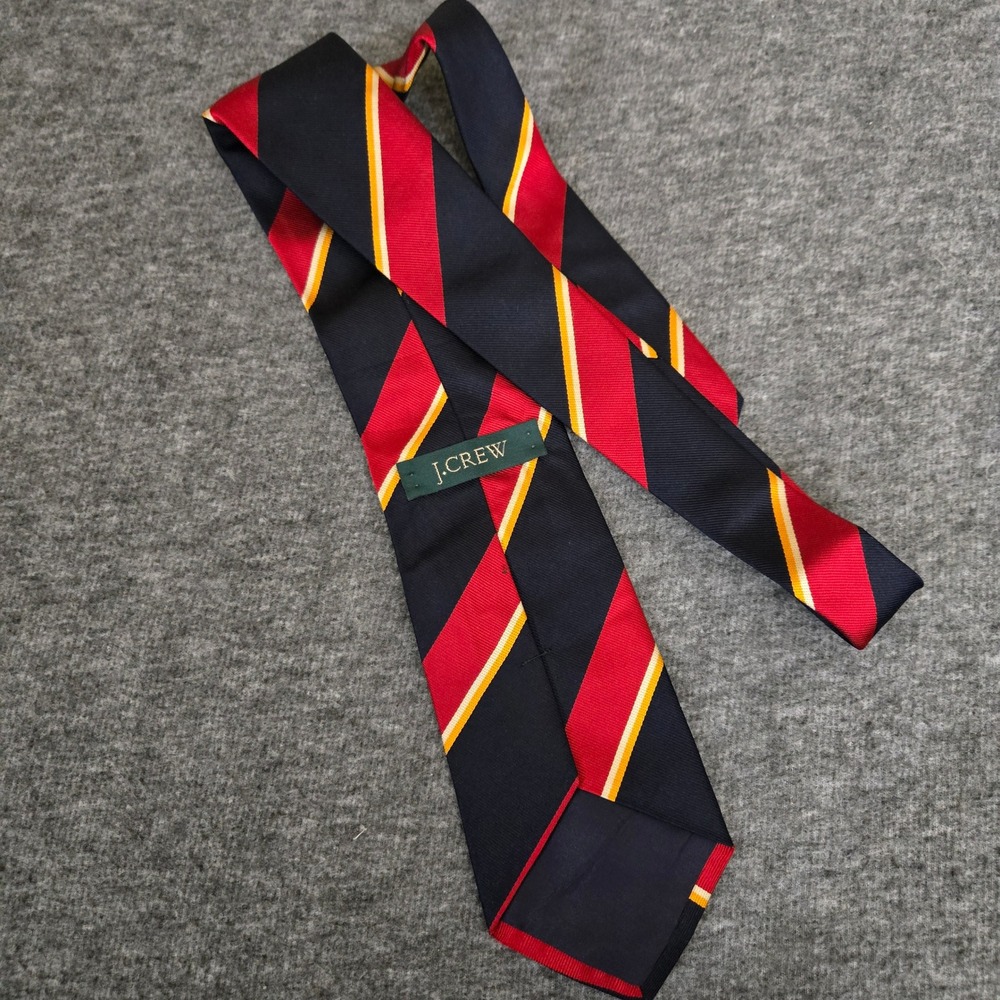 J.Crew Silk Necktie Red Navy Stripe Preppy College Ivy League Heritage Classic